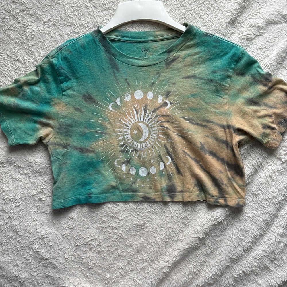 Tie-Dye Crop Top with Celestial Design
